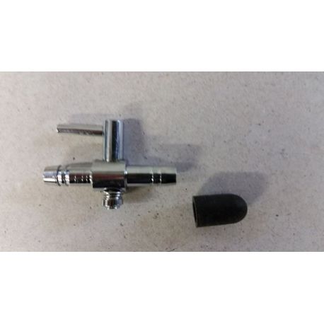 Lufthahn mit beidseitigen Schlauchstutzen - Metall glänzend 